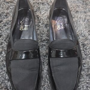 Salvatore Ferragamo Patent Leather Fabric Dress Loafers Slip on Men Sz 10 D